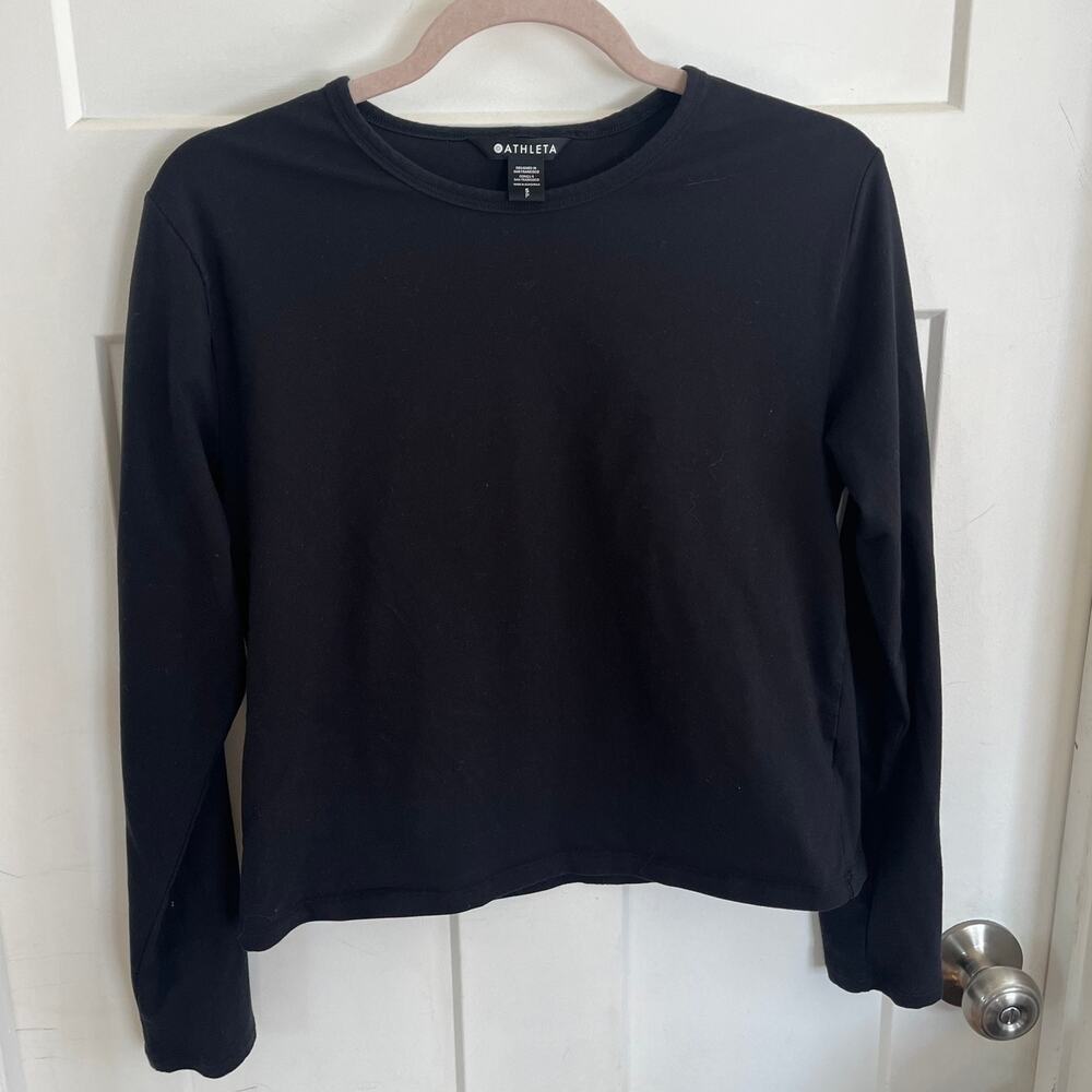 Athleta Essential Top Long Sleeve Black Supima Cotton Women's Small - Picture 3 of 6